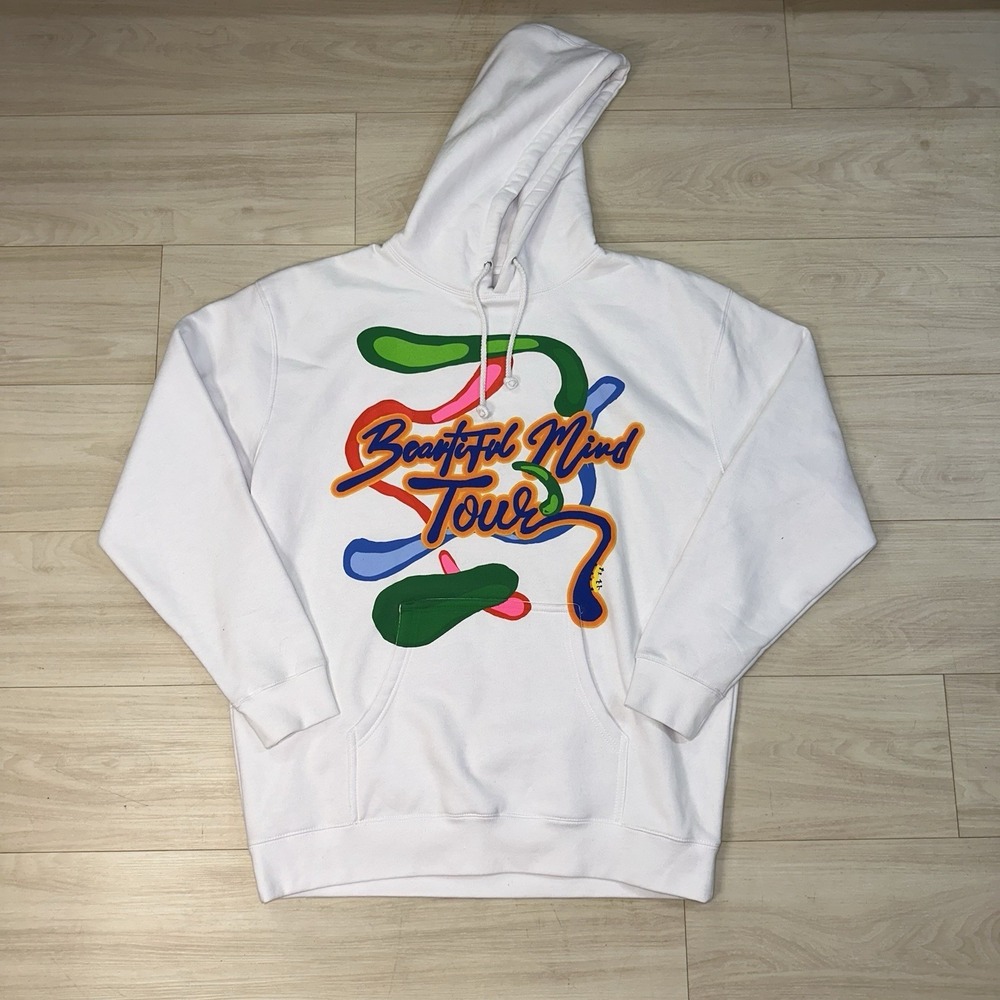 Rod Wave Beautiful Mind Tour Graphic Hoodie White Size XL Concert Tour Oversized